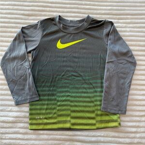 Nike Kids Gray and Yellow Long Sleeve Tee